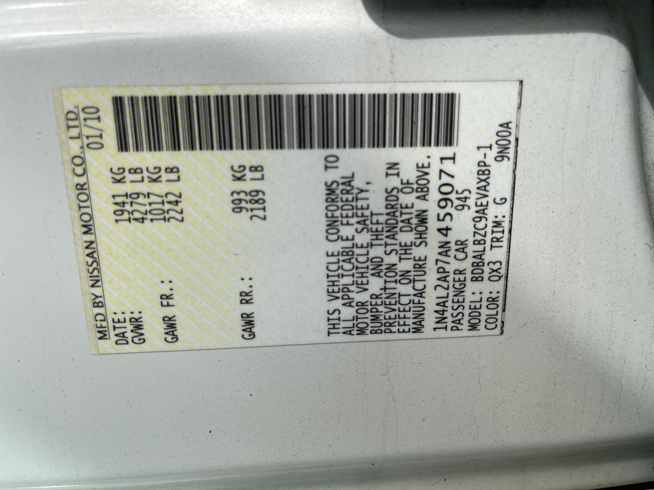 Nissan Altima 2.5 SL 2010