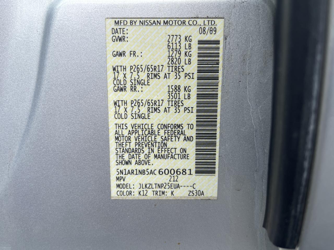 Nissan Pathfinder 4dr SE Auto 4WD 2010