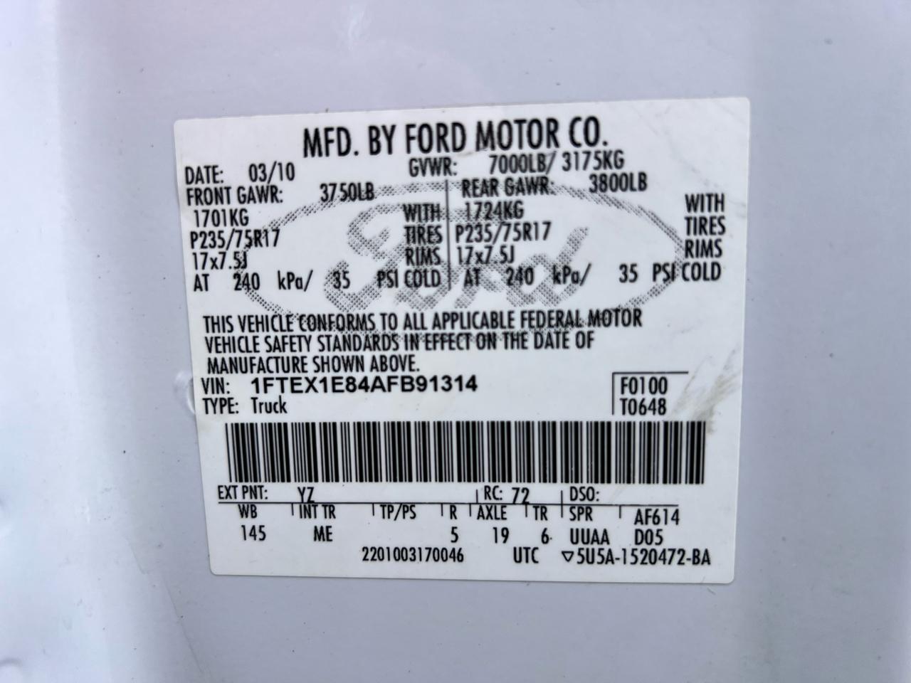 Ford F-150 4WD SuperCab 145" XLT 2010