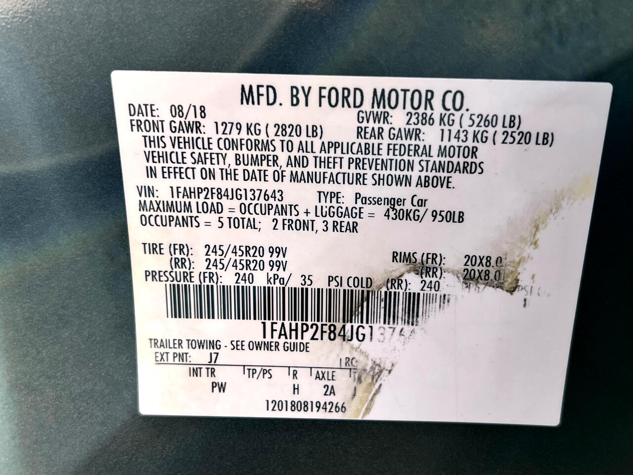 Ford Taurus Limited FWD 2018 Ford Taurus Limited FWD 2018