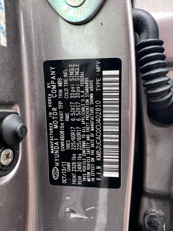 Hyundai Tucson AWD 4dr Auto GLS PZEV 2012 Hyundai Tucson AWD 4dr Auto GLS PZEV 2012