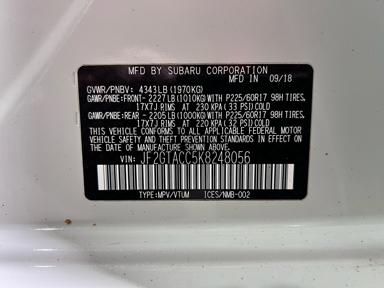 Subaru Crosstrek 2.0i Premium CVT 2019