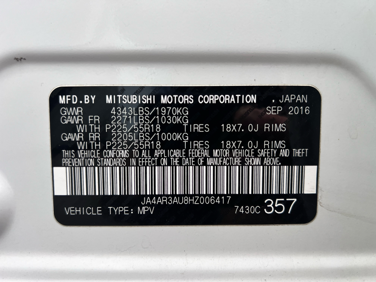 Mitsubishi Outlander Sport ES 2.0 AWC CVT 2017