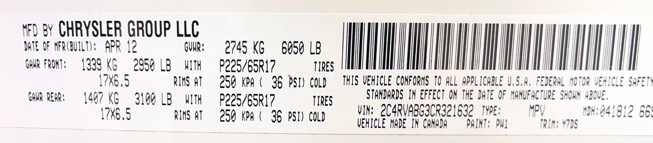 Volkswagen Routan 4dr Wgn SE 2012