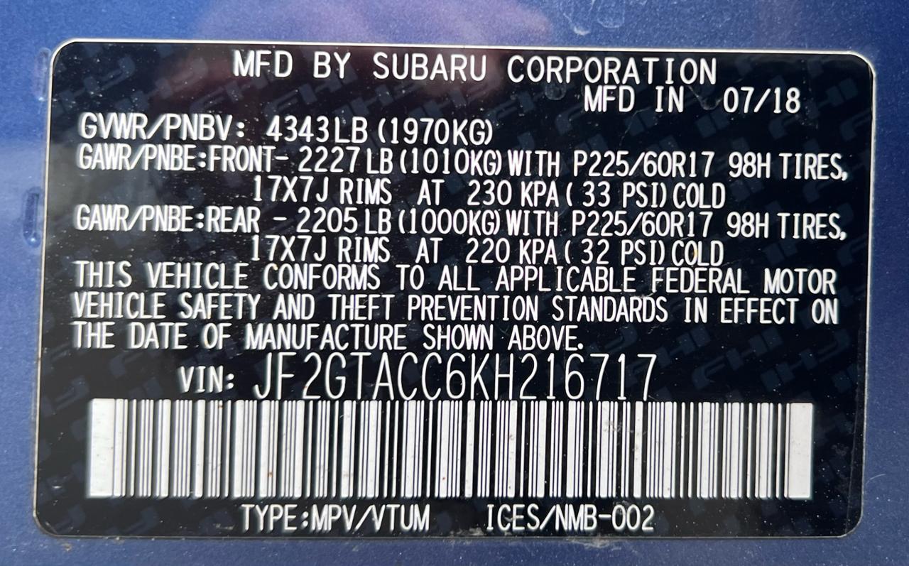 Subaru Crosstrek 2.0i Premium CVT 2019