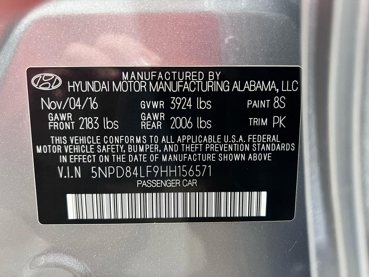 Hyundai Elantra SE 2.0L Auto (Alabama) 2017