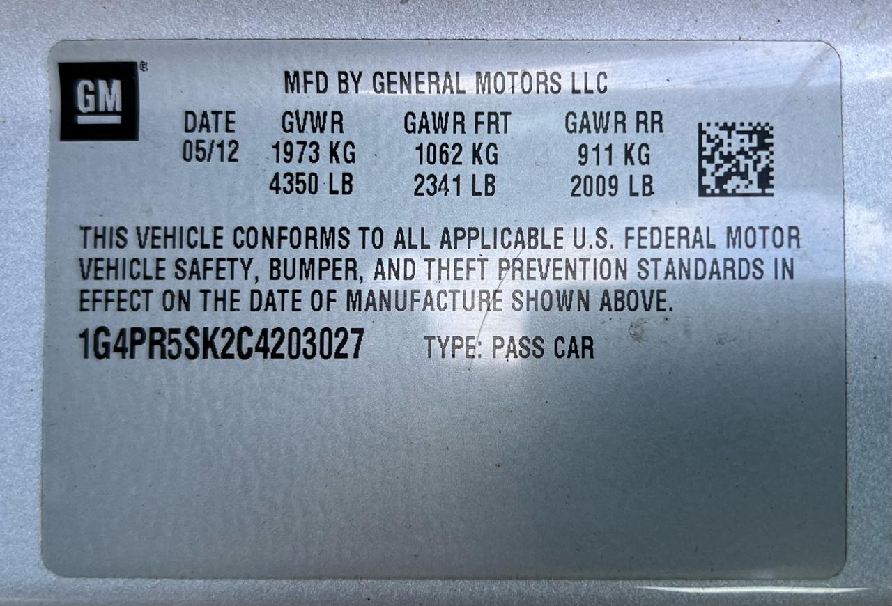 Buick Verano 4dr Sdn Convenience Group 2012