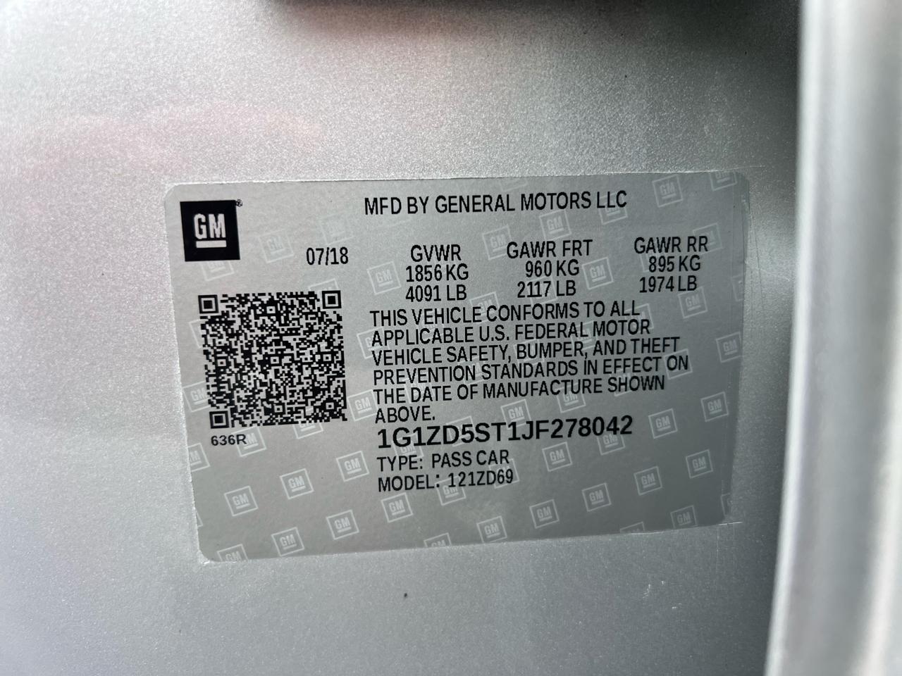 Chevrolet Malibu 4dr Sdn LT w/1LT 2018