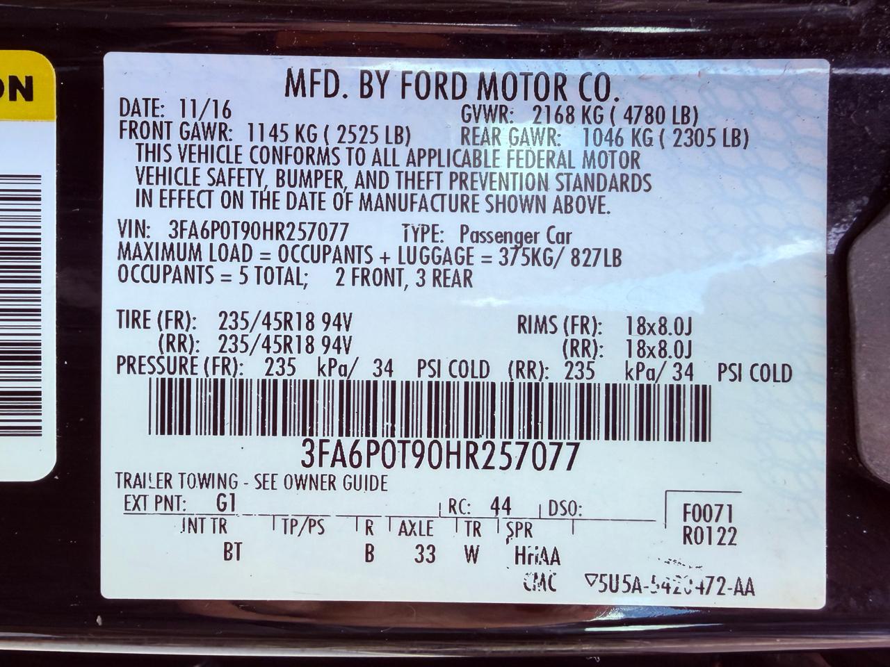 Ford Fusion SE AWD 2017