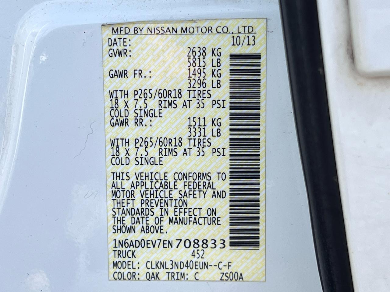 Nissan Frontier 4WD Crew Cab SWB Auto SL 2014