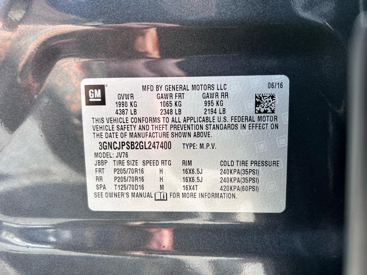 Chevrolet Trax AWD 4dr LT 2016