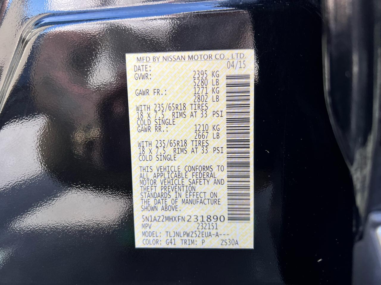 Nissan Murano AWD 4dr S 2015