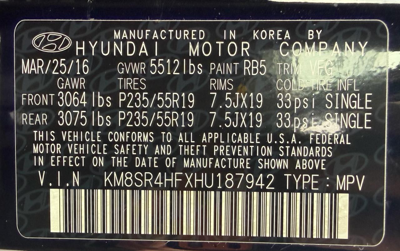 Hyundai Santa Fe Limited Ultimate 3.3L Auto 2017