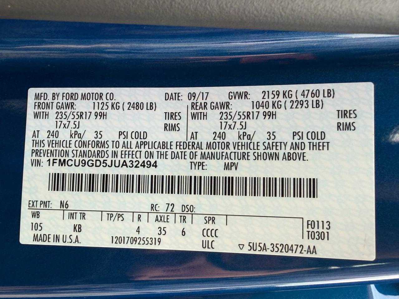 Ford Escape SE 4WD 2018