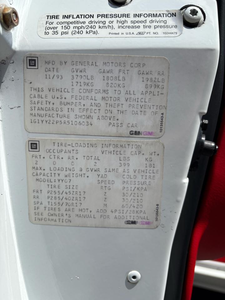 Chevrolet Corvette 2dr Coupe Hatchback 1994