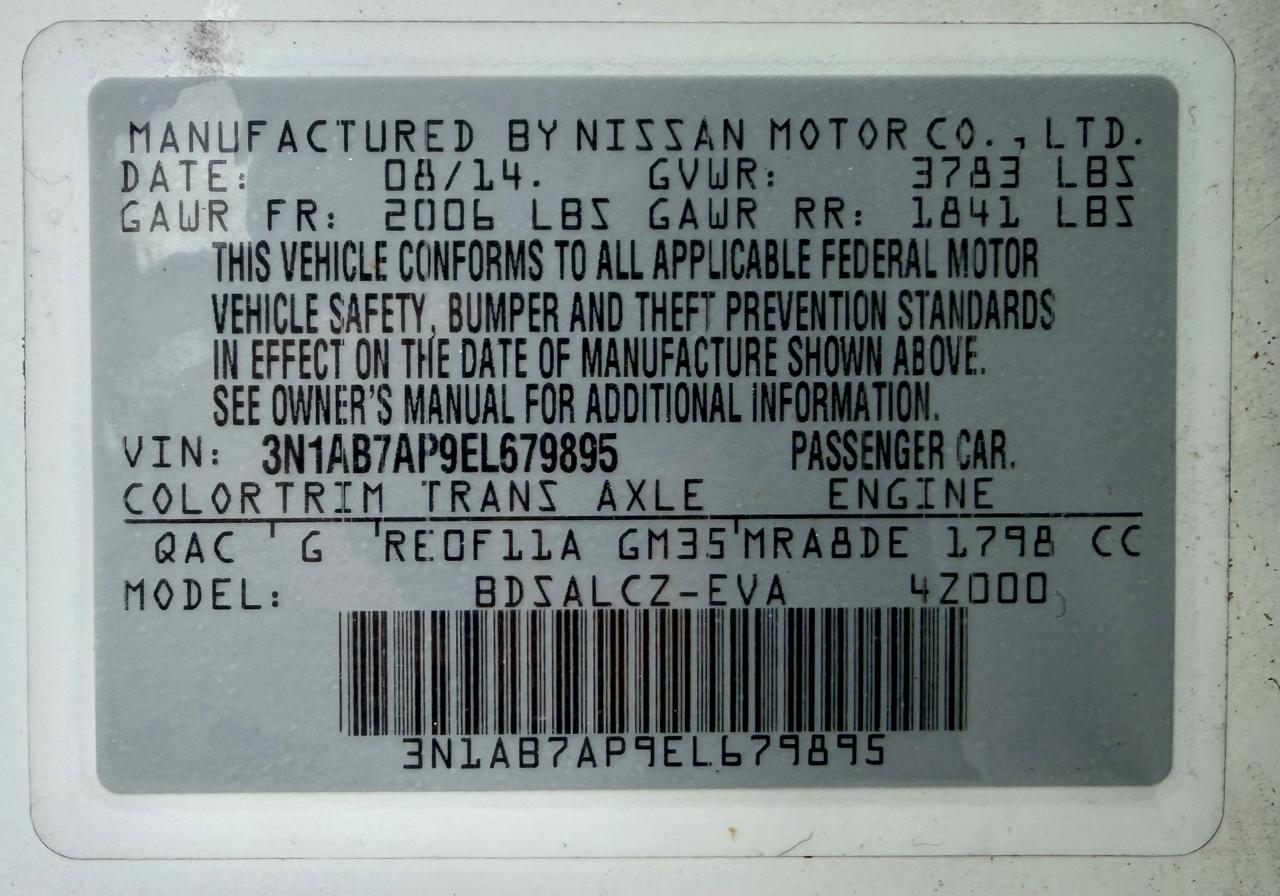 Nissan Sentra 4dr Sdn I4 CVT S 2014