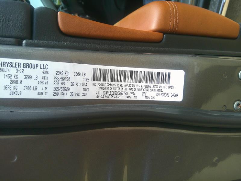 Jeep Grand Cherokee Overland 2WD 2012