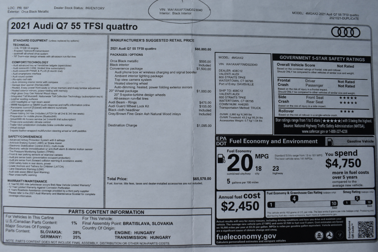 Audi Q7 Premium 55 TFSI quattro 2021