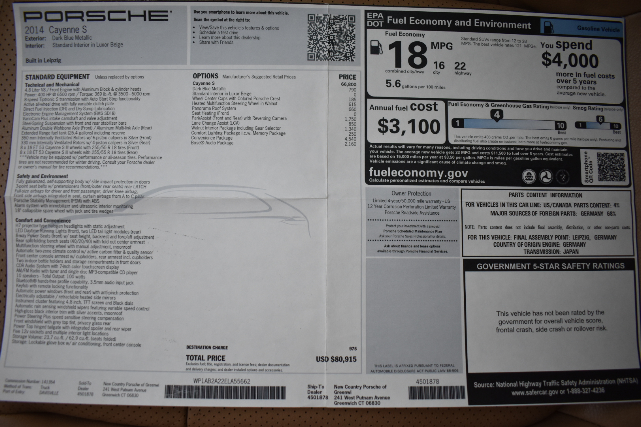 Porsche Cayenne AWD 4dr S 2014