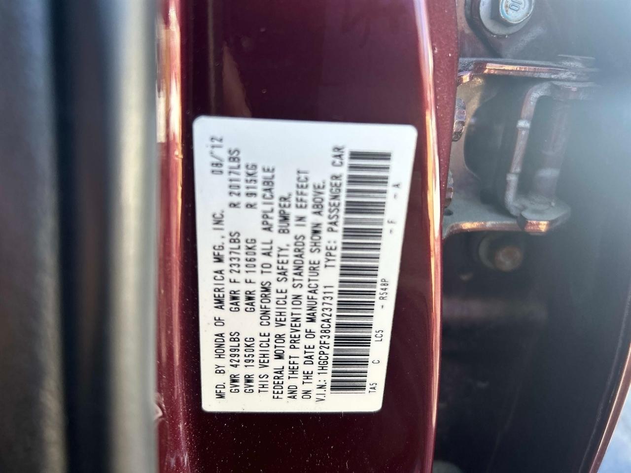 Honda Accord 4dr I4 Auto LX 2012