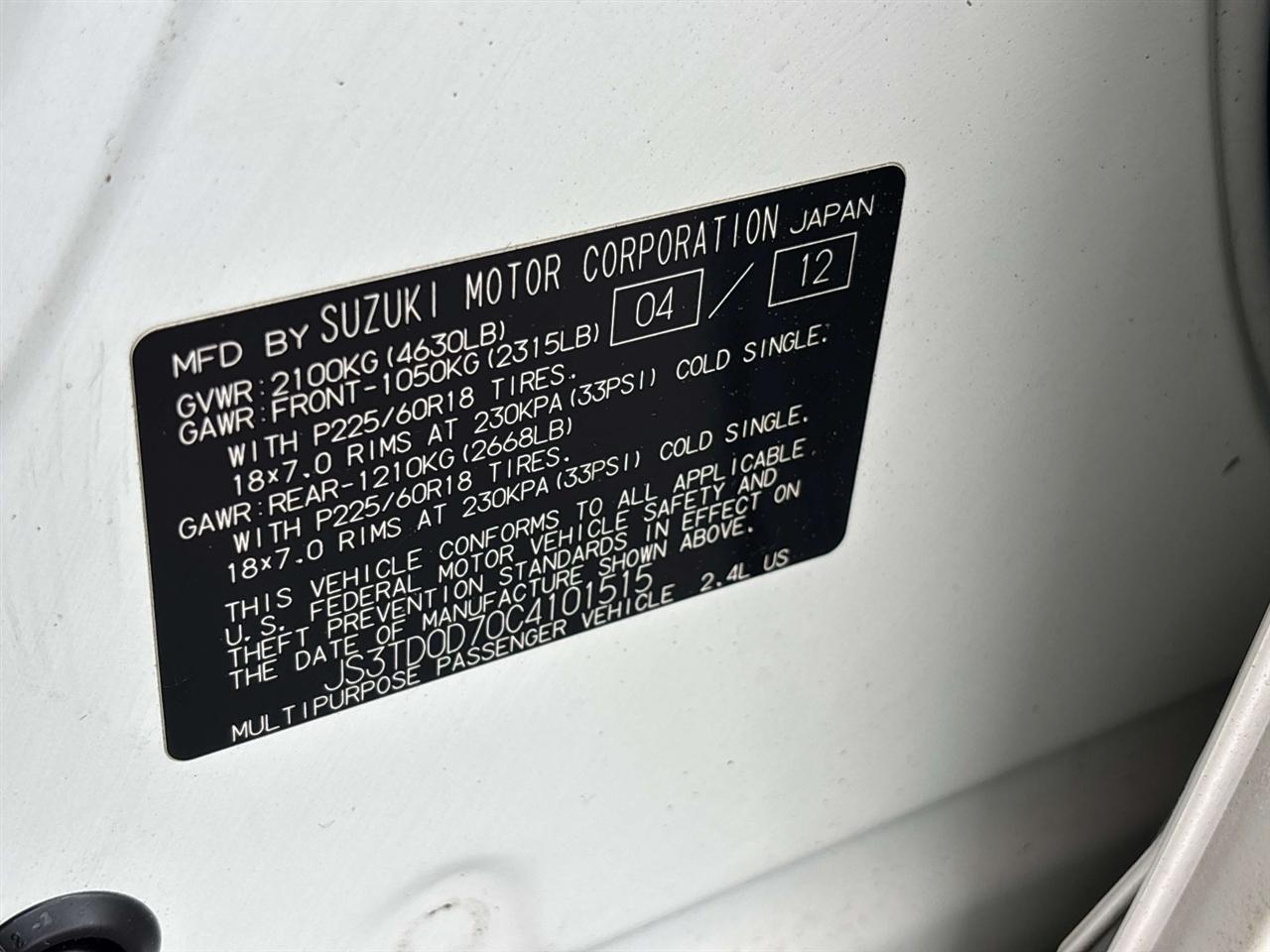 Suzuki Grand Vitara 4WD 4dr Auto Limited 2012