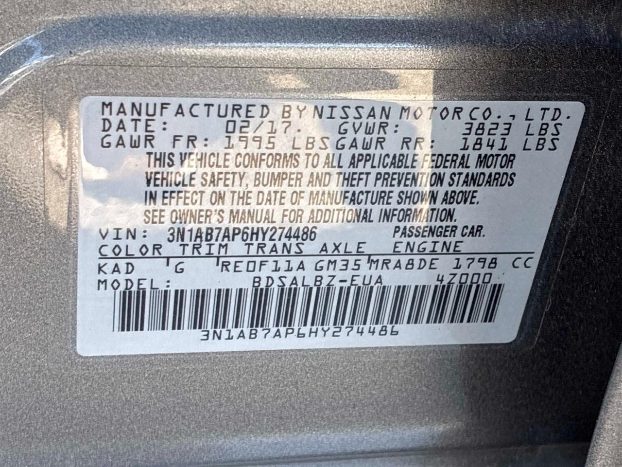 Nissan Sentra S CVT 2017