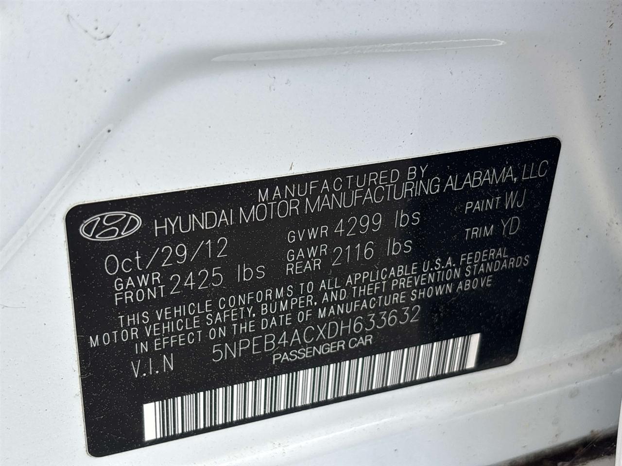 Hyundai Sonata 4dr Sdn 2.4L Auto GLS 2013