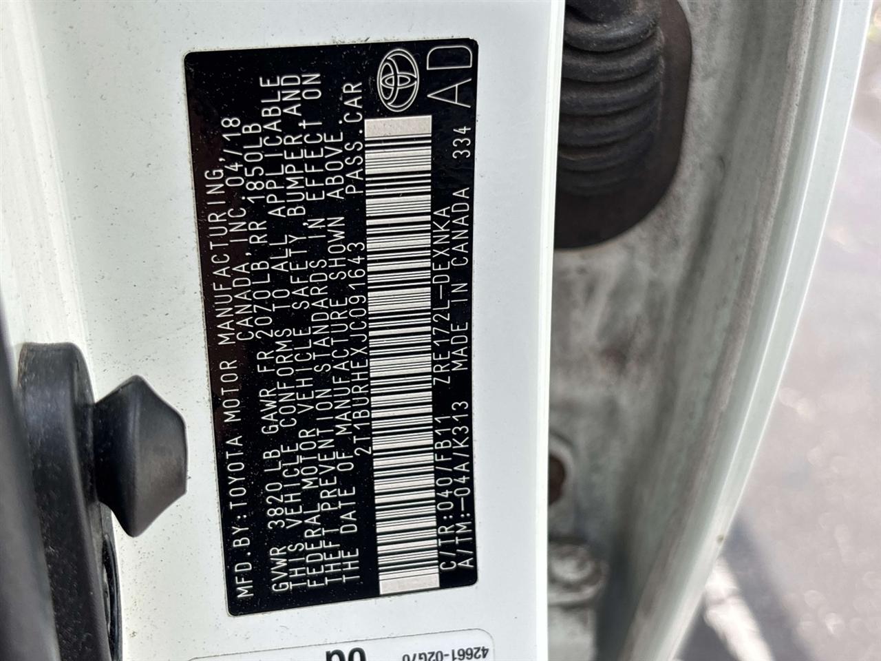 Toyota Corolla XLE CVT (Natl) 2018