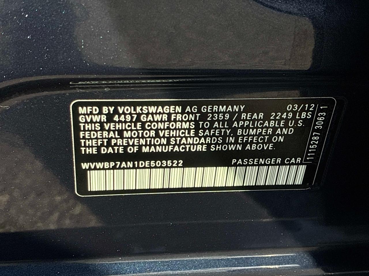 Volkswagen CC 4dr Sdn Sport Plus PZEV 2013