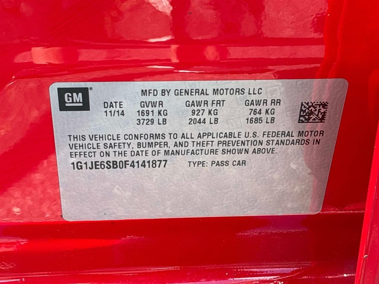 Chevrolet Sonic 5dr HB Auto LTZ 2015