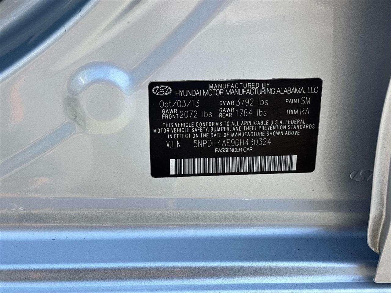Hyundai Elantra 4dr Sdn Auto GLS PZEV (Alabama Plant) 2013