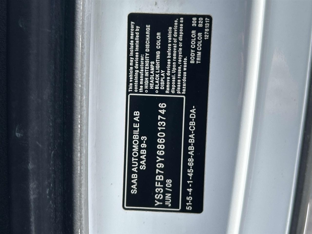 Saab 9-3 2dr Conv 2008
