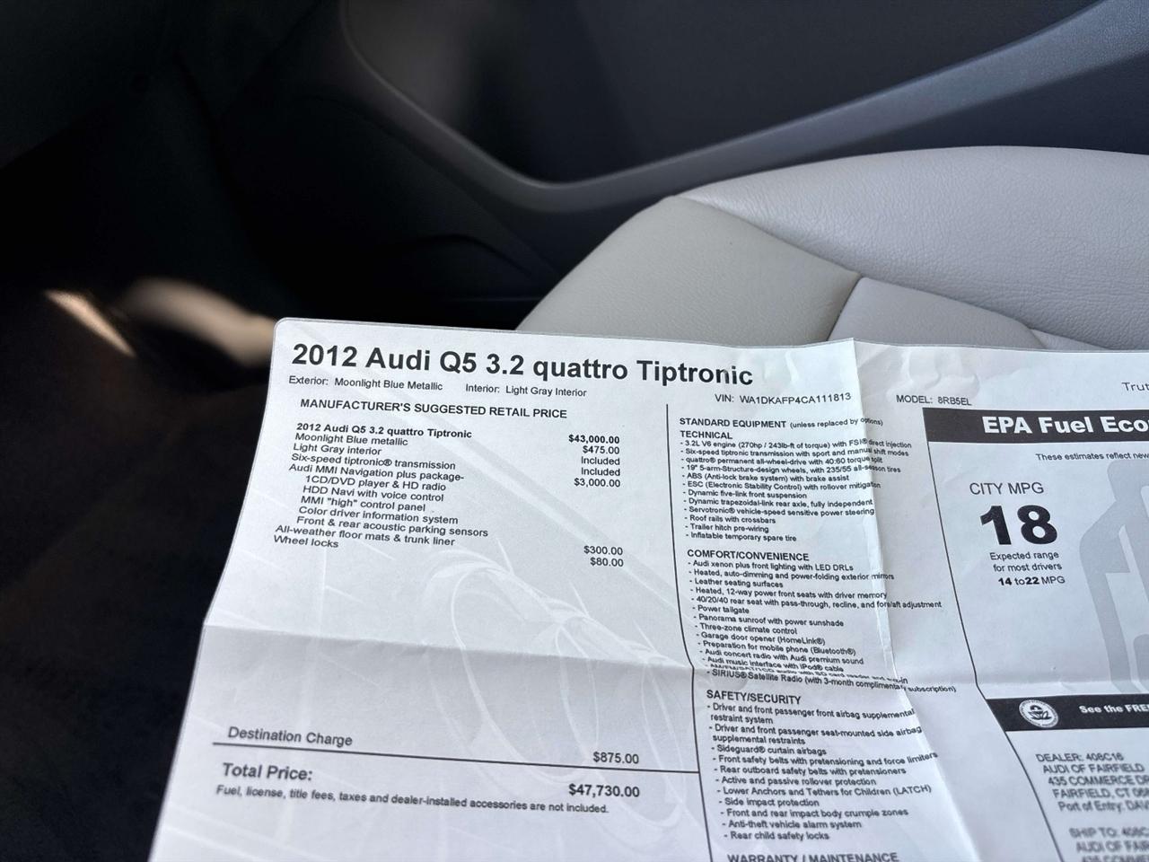 Audi Q5 quattro 4dr 3.2L Premium Plus 2012