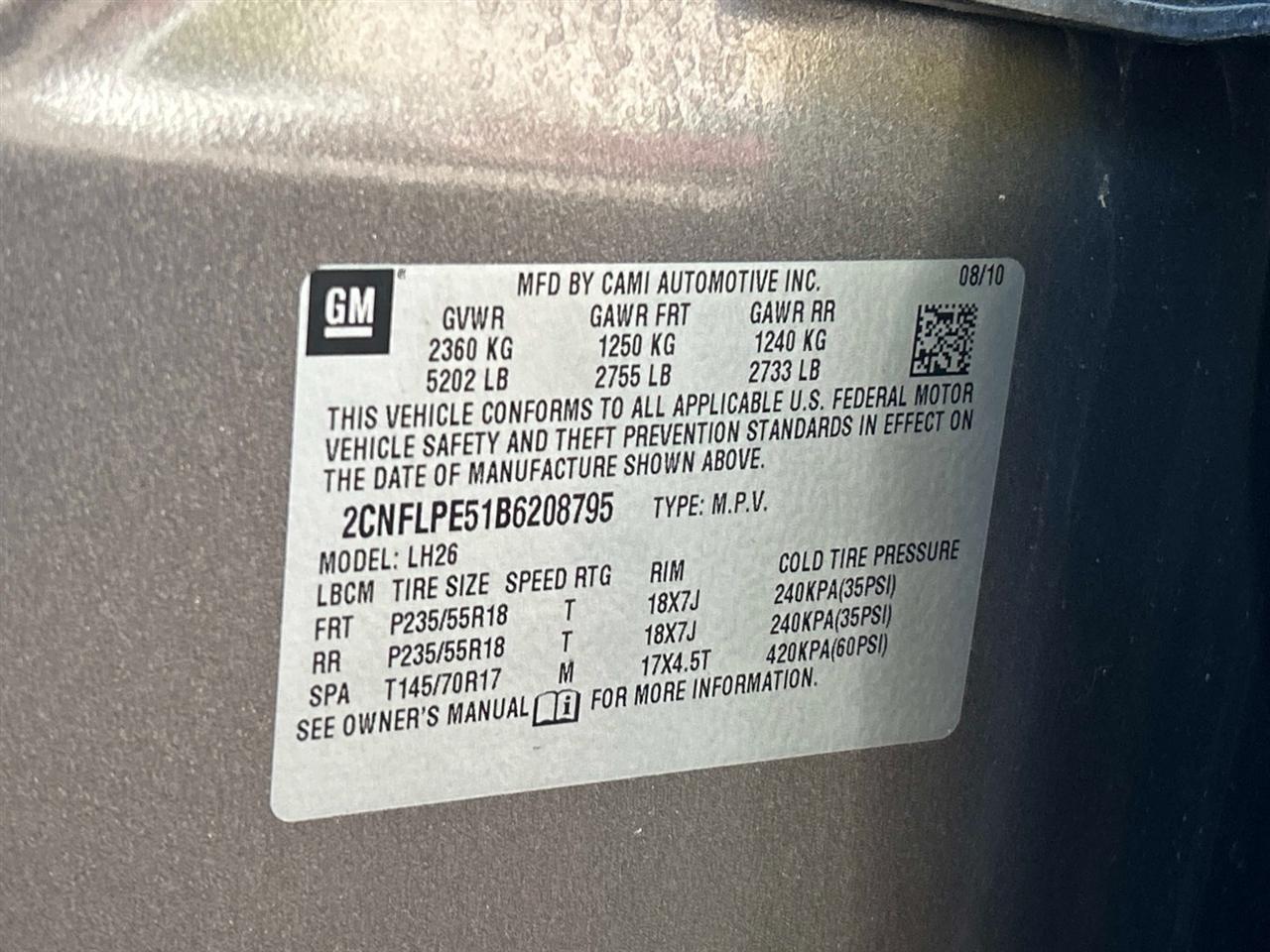 Chevrolet Equinox FWD 4dr LT w/2LT 2011