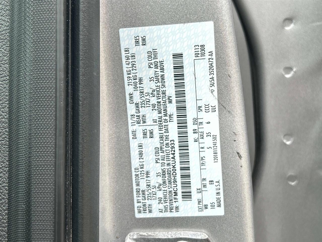 Ford Escape SEL 4WD 2019