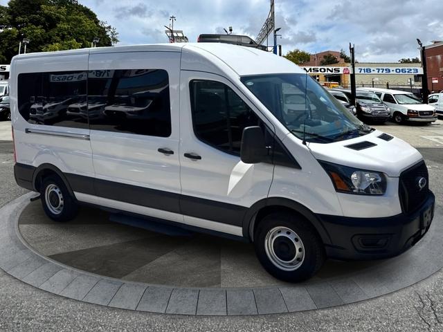White 2023 Ford Transit Passenger 350 XLT Medium Roof LB RWD Van Rear-Wheel Drive Automatic