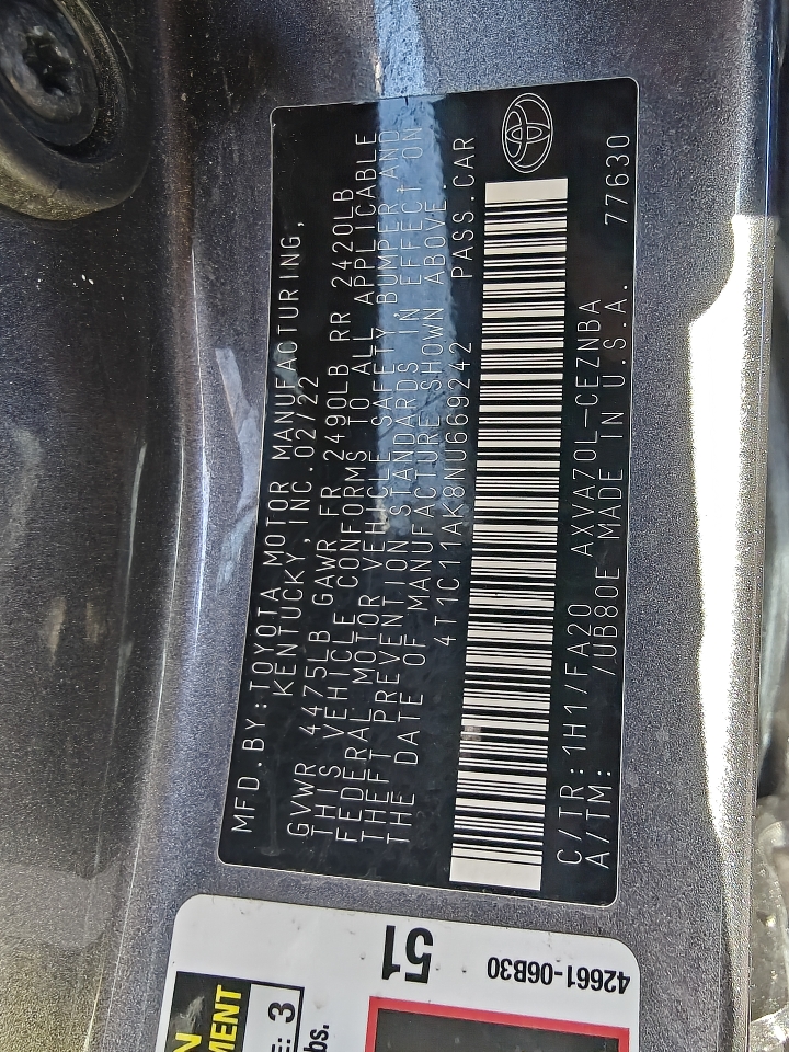 Toyota Camry LE 2022