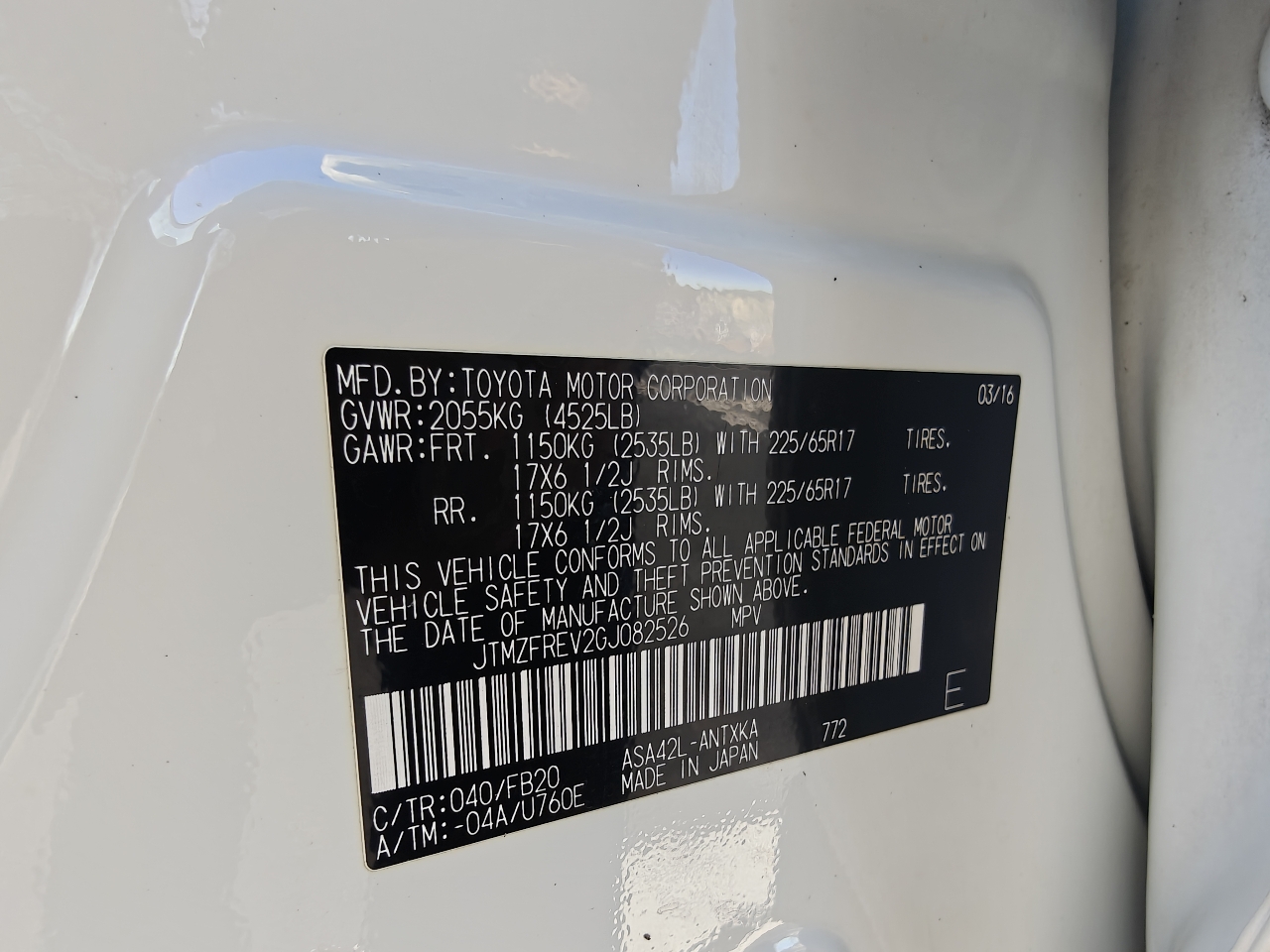 Toyota RAV4 LE FWD 2016