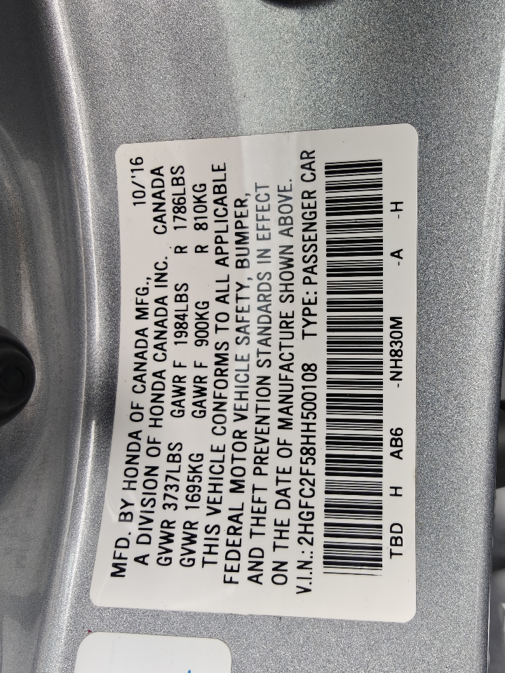 Honda Civic 4dr Sdn LX Auto 2017