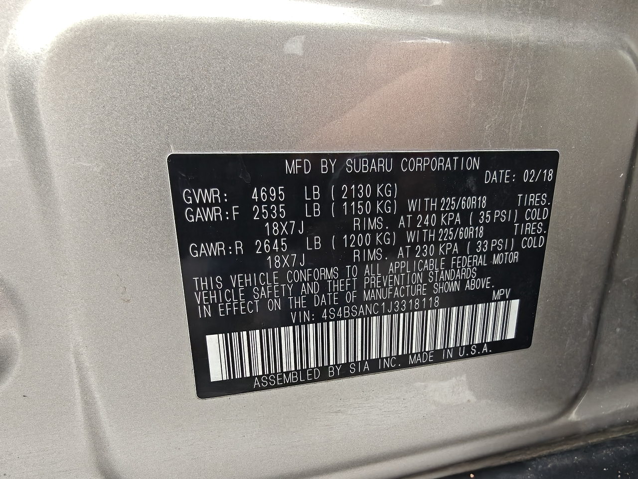 Subaru Outback 2.5i Limited 2018