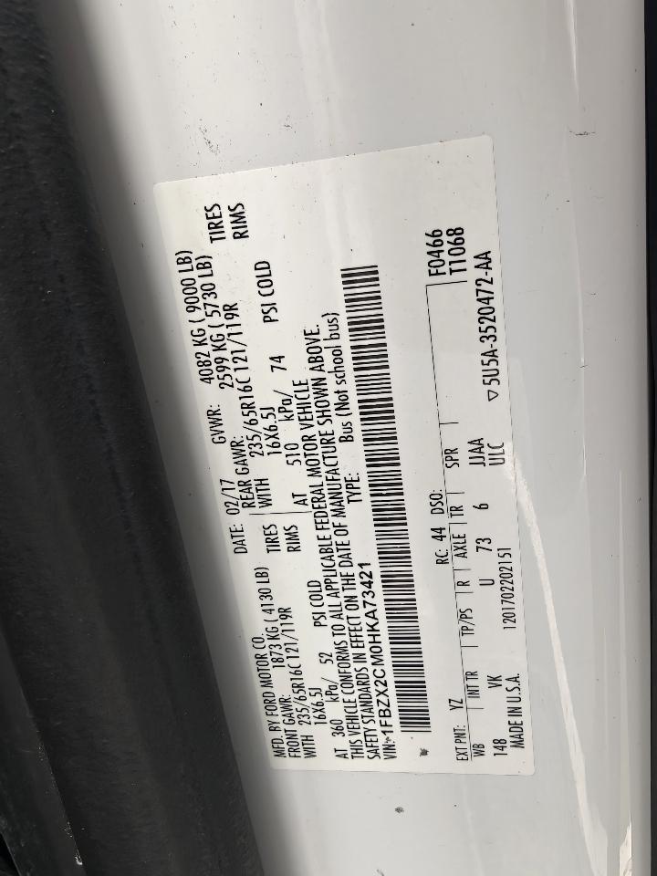 Ford Transit 350 Wagon Med. Roof XL w/Sliding Pass. 148-in. WB 2017