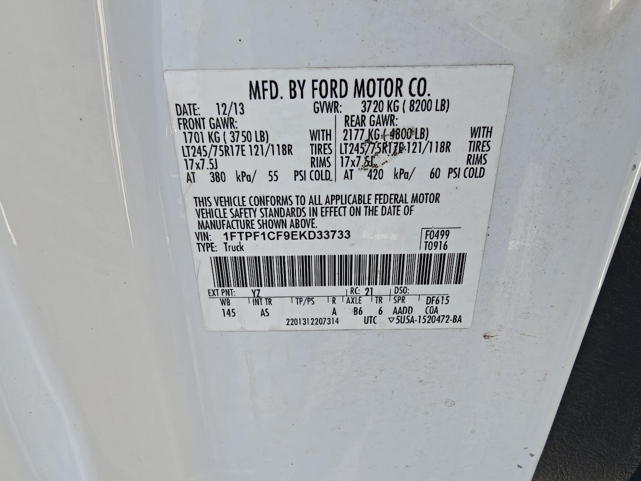 Ford F-150 2WD Reg Cab 126" XL 2014