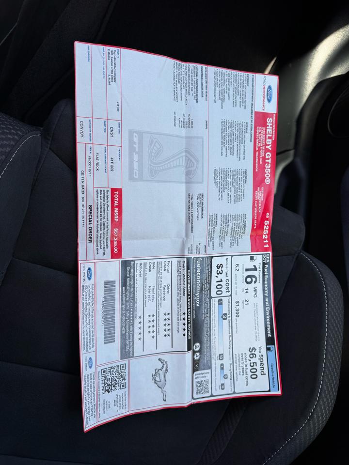 Ford Mustang 2dr Fastback Shelby GT350 2016