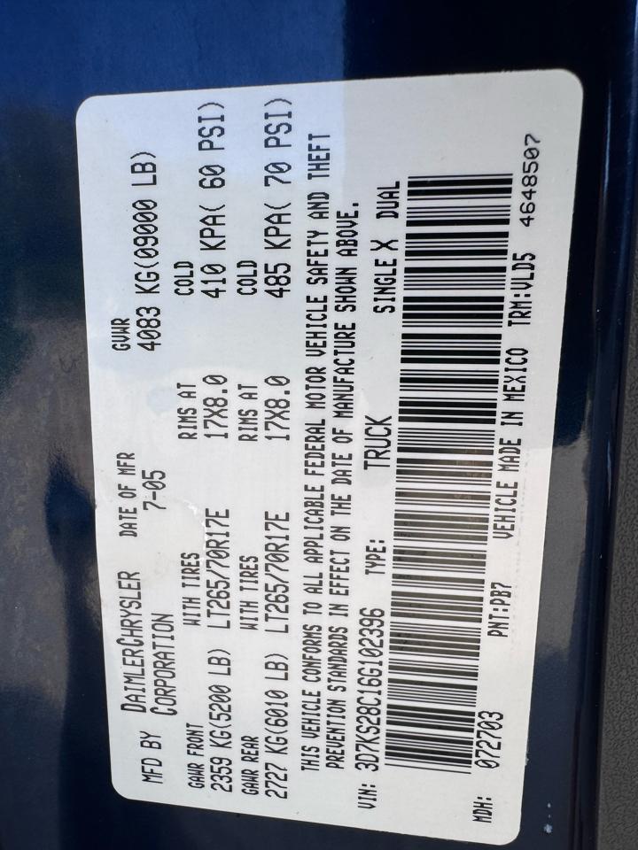 Dodge Ram 2500 4dr Quad Cab 140.5 4WD Laramie 2006