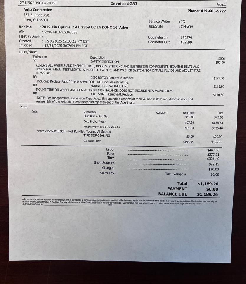 Kia Optima LX Auto 2019
