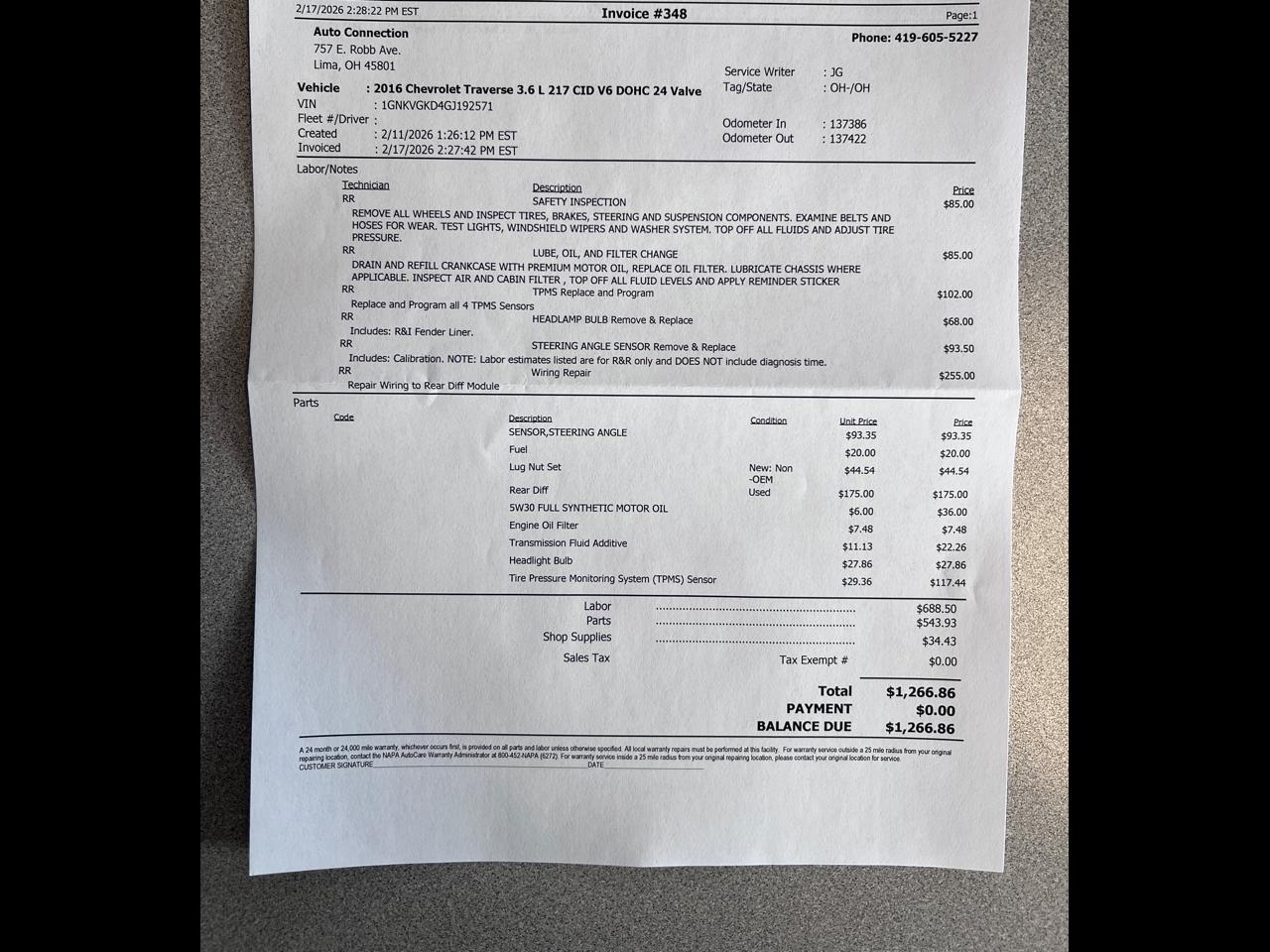 Chevrolet Traverse AWD 4dr LT w/1LT 2016