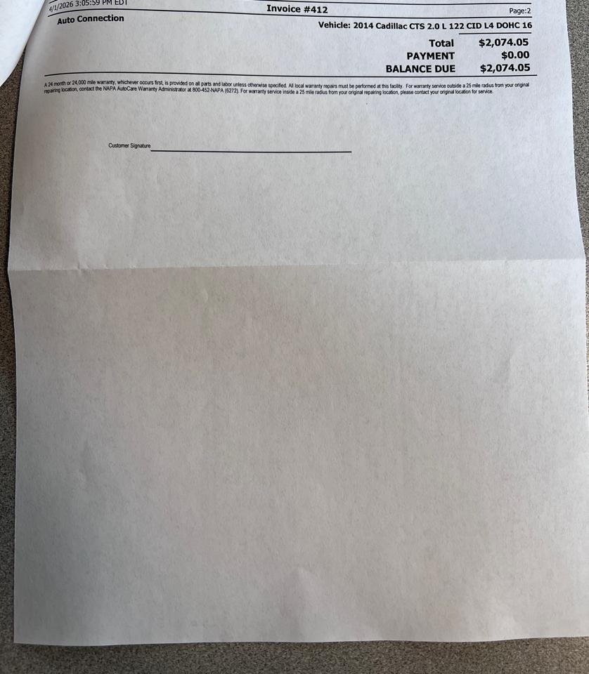 Cadillac CTS Sedan 4dr Sdn 2.0L Turbo Luxury AWD 2014