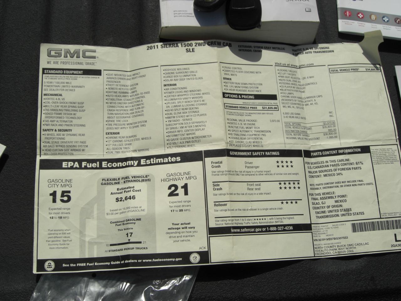 GMC Sierra 1500 2WD Crew Cab 143.5" SLE 2011