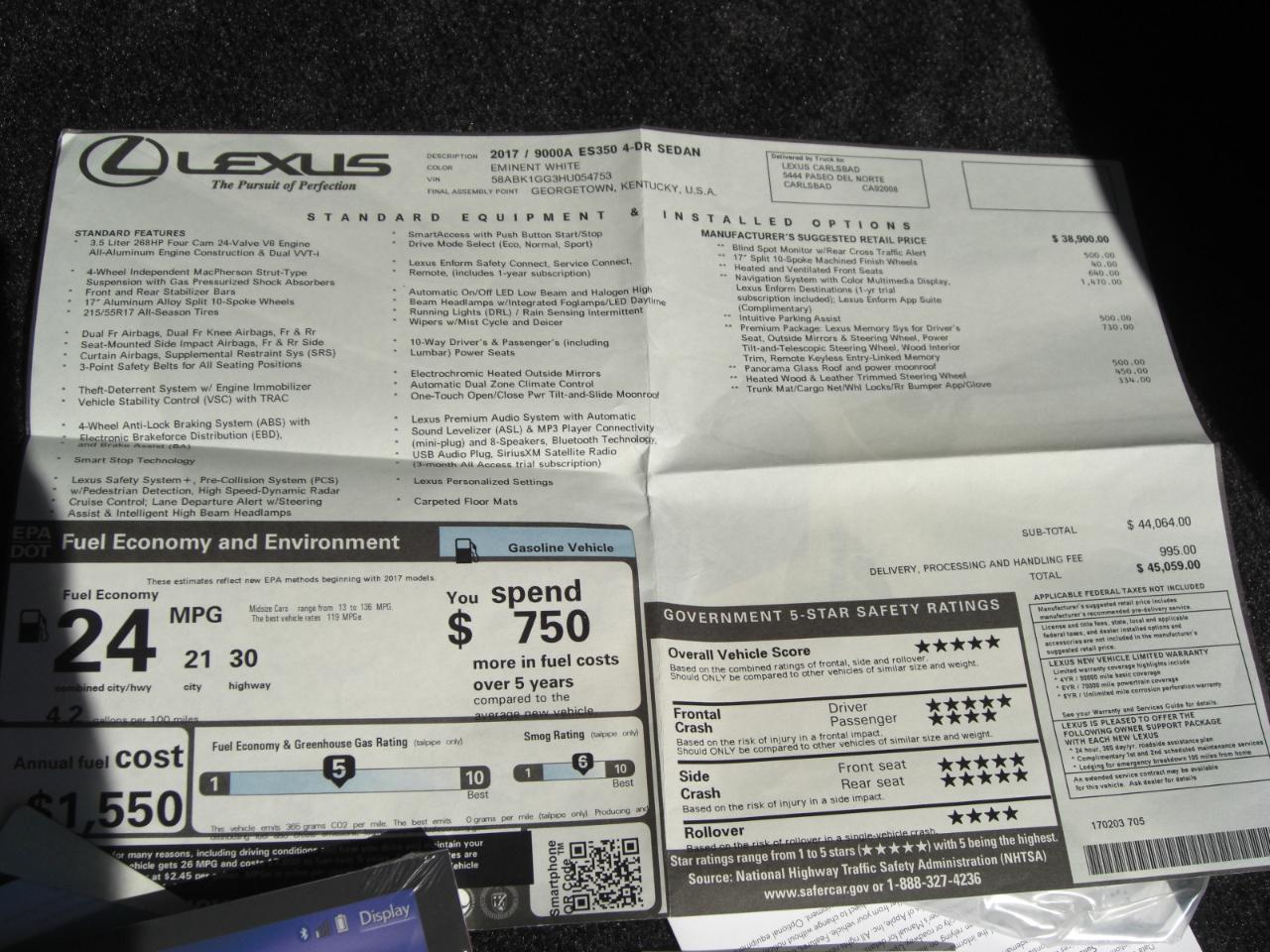 Lexus ES ES 350 FWD 2017