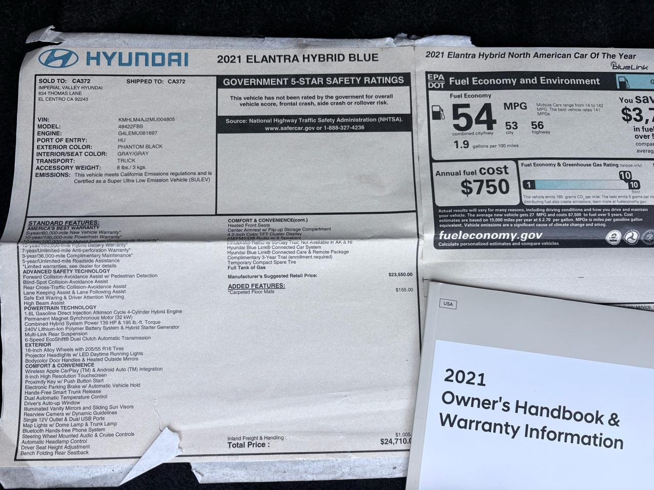 Hyundai Elantra Hybrid Blue DCT 2021